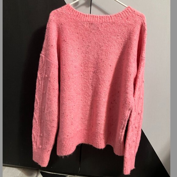 Old Navy Pink Speckled Cable-Knit Popcorn Sweater Women's Size L TALL - Picture 6 of 9